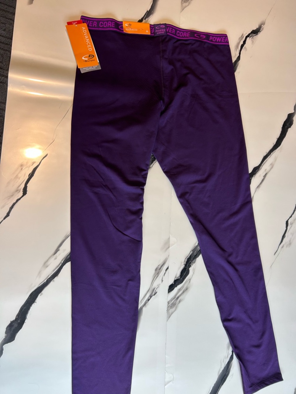 C9 by Champion Kids Purple Performance Leggings with Pink Waistband - Picture 3 of 3